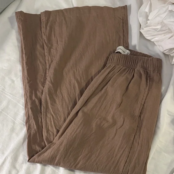 Abercrombie & Fitch Brown Wide Leg Linen Pants - Picture 4 of 4